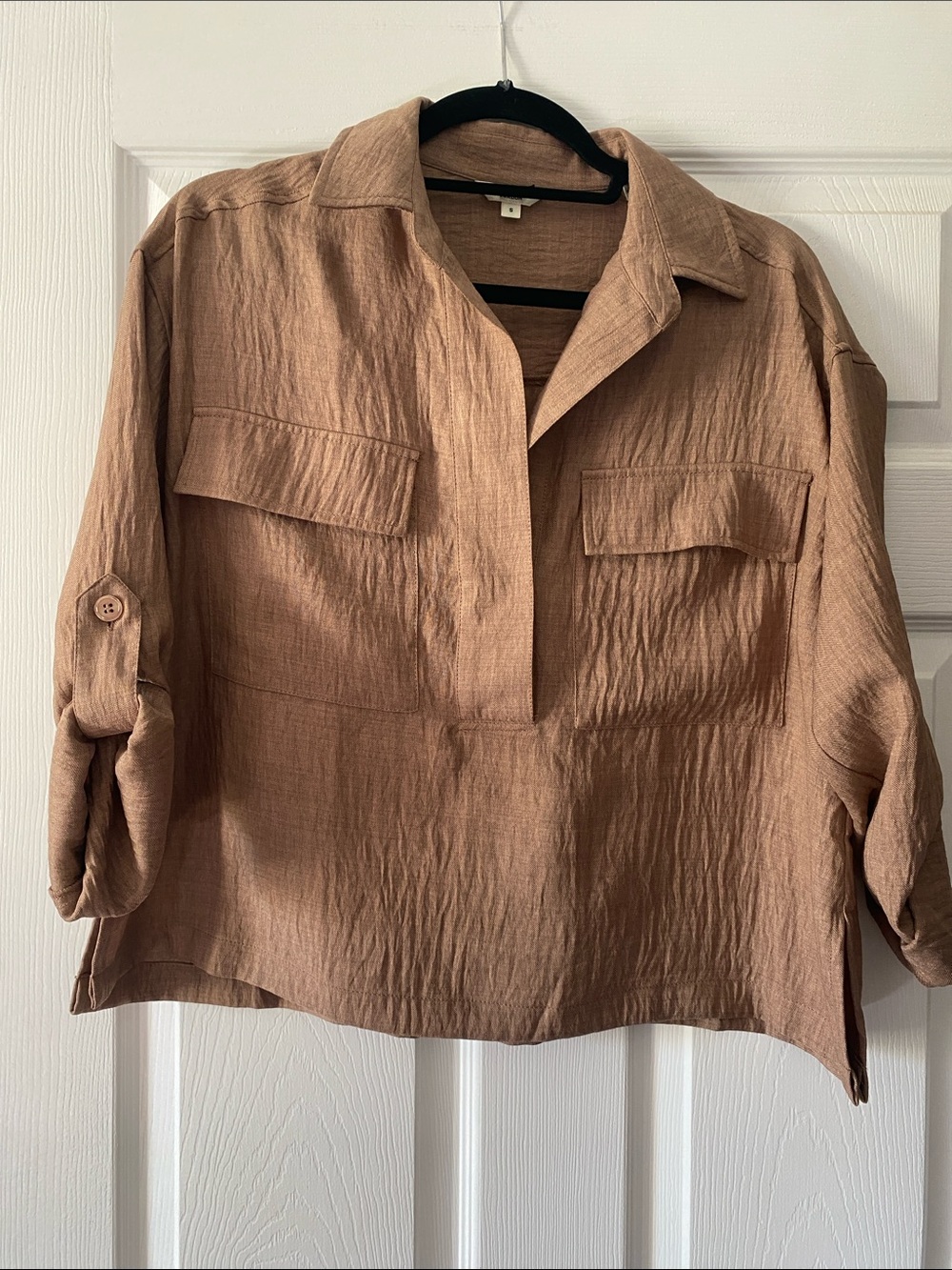 Max Studio Relaxed Collar Tunic in Camel